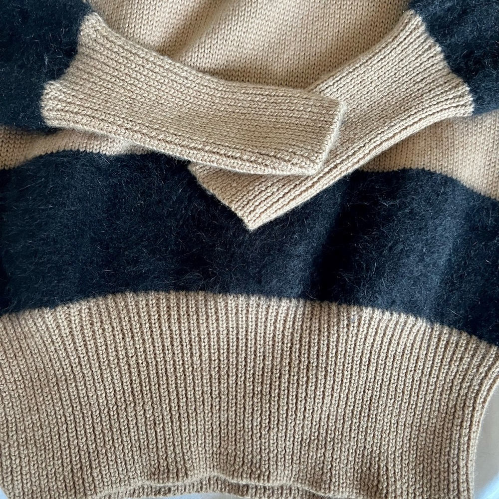 Iris & Ink Striped Sweater — Black & Beige, M - Picture 6 of 11